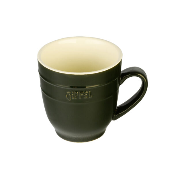 GIPFEL Keraminis puodelis Majolica 3925 | 250 ml, Tamsiai žalias, Ilgai išlaiko šilumą