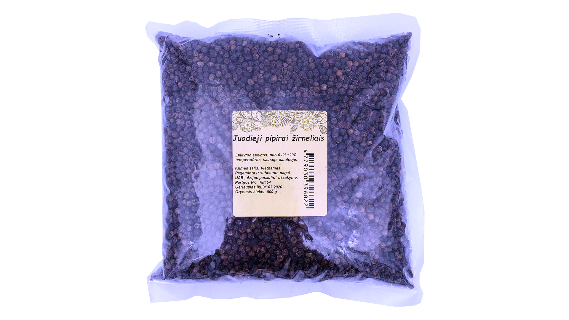 juodieji-pipirai-zirneliais Melnie pipari graudos, 500 g - Image 1