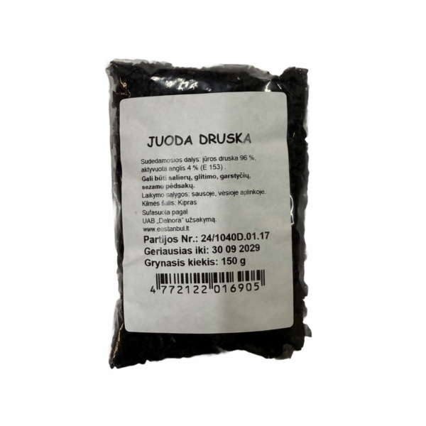 JŪROS DRUSKA Juoda su Aktyvuota Anglimi | 150 g, Vizualinė Dramatika, Natūralus Produktas
