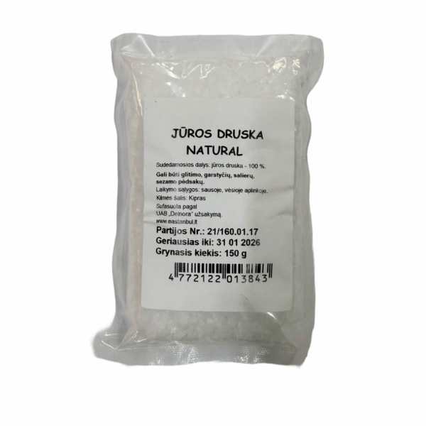 JŪROS DRUSKA „Natural“ | 150 g, Natūrali, Neperdirbta, Kasdieniam Naudojimui