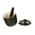 GIPFEL Cukrinė su šaukšteliu Majolica 3916 | 0.25 L, Keramika, Tamsiai žalia