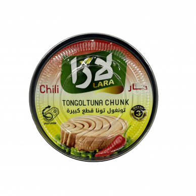 LARA Nesmulkintas Tunas Saulėgrąžų Aliejuje su Čili, 160 g | Aštrus, Baltymų Šaltinis, Paruoštas Vartoti