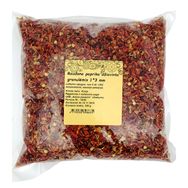 Sarkanie pipari saldie granulās (žāvēti), 500 g