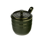 GIPFEL Cukrinė su šaukšteliu Majolica 3916 | 0.25 L, Keramika, Tamsiai žalia