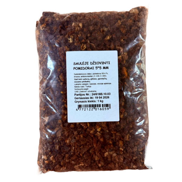 Saulē kaltēti tomāti 5*5 mm, 1kg