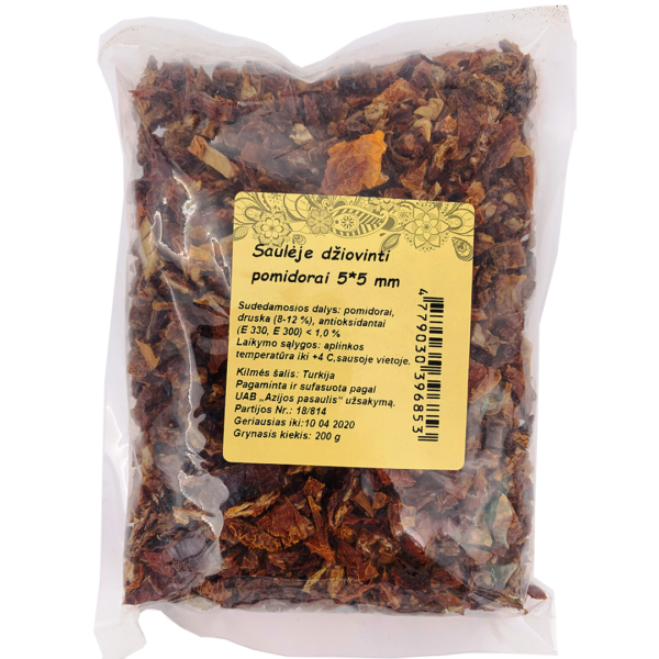 Saulē kaltēti tomāti 5x5 mm, 200 g