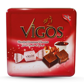 VIGOS Šokoladiniai Batonėliai su Lazdynų Riešutų Skoniu 600 g | Metalinė Dėžutė