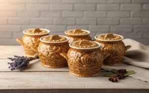 Lengvo Molio Puodai Troškinimui (Čenakinės) 6 vnt. | 500 ml, Keramika, Tinka Orkaitėms ir Mikrobangėms