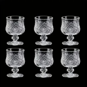 Elegantiškos taurelės ant kojelės „Vintage Crystal“ | 50ml, 6vnt. rinkinys