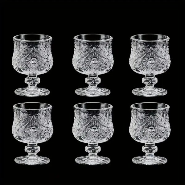 Elegantiškos taurelės ant kojelės „Vintage Crystal“ | 50ml, 6vnt. rinkinys