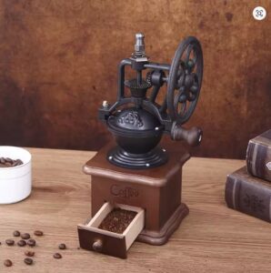 Kavos malūnėlis Retro | 26 cm, Medinis su ketaus mechanizmu, Keraminė girna