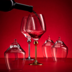 Taurės raudonam vynui su metalinėmis kojelėmis 6vnt Zepter LS-023-2