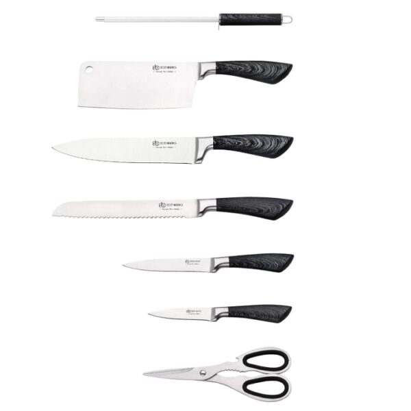 Peilių rinkinys EB-912, 8 dalys | Anglinis plienas, Besisukantis stovas