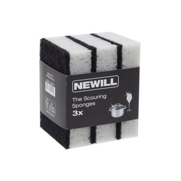 NEWILL Sūkļu trauku mazgāšanas lupatiņas 3 gab. | Lielākas, melnbaltas līnijas, estētika un tīrība