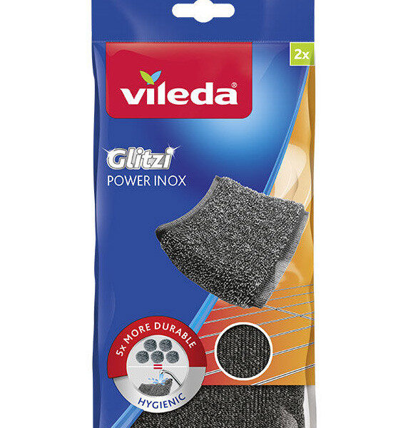 VILEDA Sūklis Glitzi Power Inox | 2 gab., Nerūsējošam tēraudam