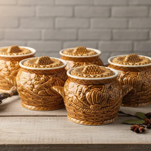 Lengvo Molio Puodai Troškinimui (Čenakinės) 6 vnt. | 500 ml, Keramika, Tinka Orkaitėms ir Mikrobangėms