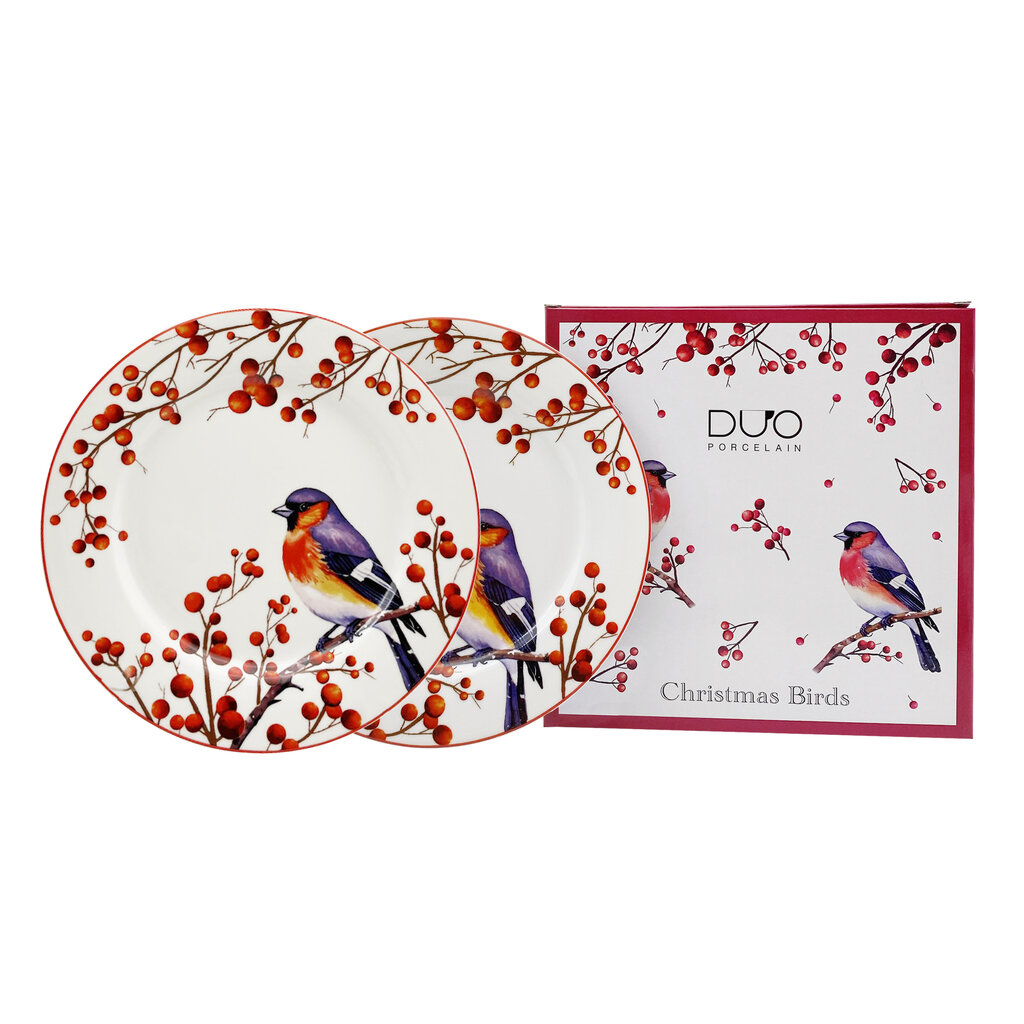 42f461ae649ced3ae6e4f4750de068cd-79d19-kaina_reference Porcelāna deserta šķīvju komplekts „Christmas Bird“, Ø 19 cm (2 gab., Kastē) - Image 1
