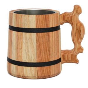 Medinis bokalas su metaliniu vidumi (500 ml) – autentiškas, ilgaamžis ir stilingas