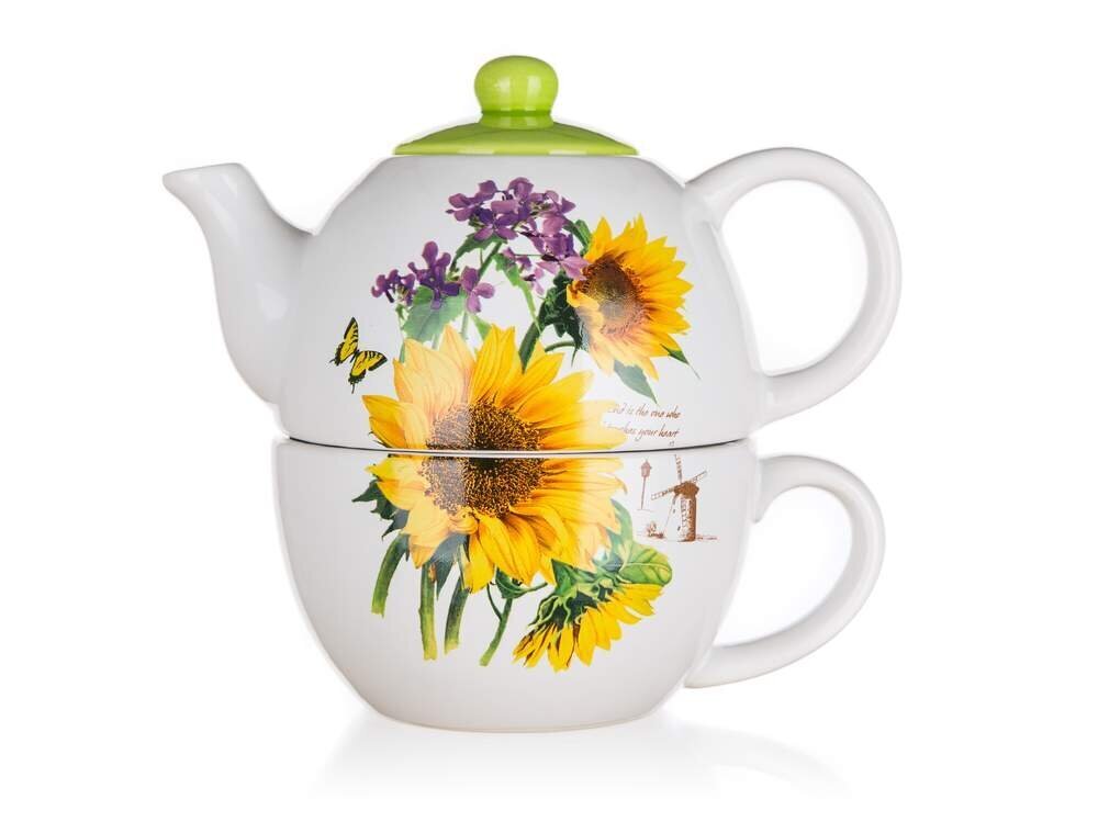 banquet-sunflower-puodelis-su-arbatinuku-4174d_reference Keramikas komplekts „Sunflower“ (Tējkanna un krūze), 360/330 ml - Image 1