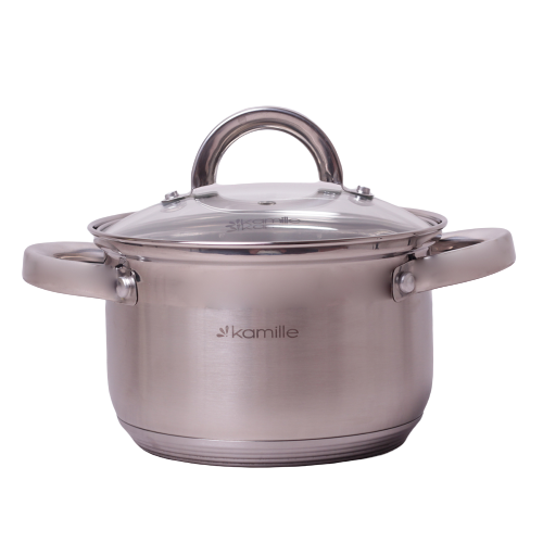 d1ef3b821717fec2dcccd709bd83fb19 Nerūsējošā tērauda katls ar vāku „Kamille“, 2,9 l, 18 cm - Image 1