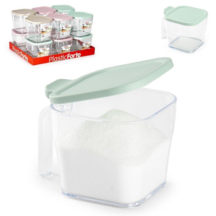 druskine-su-dangteliu-3097a_reference Plastmasas sāls trauks ar vāku un rokturi Plastic Forte, 14x11 cm, universāls (MIX) - Image 1