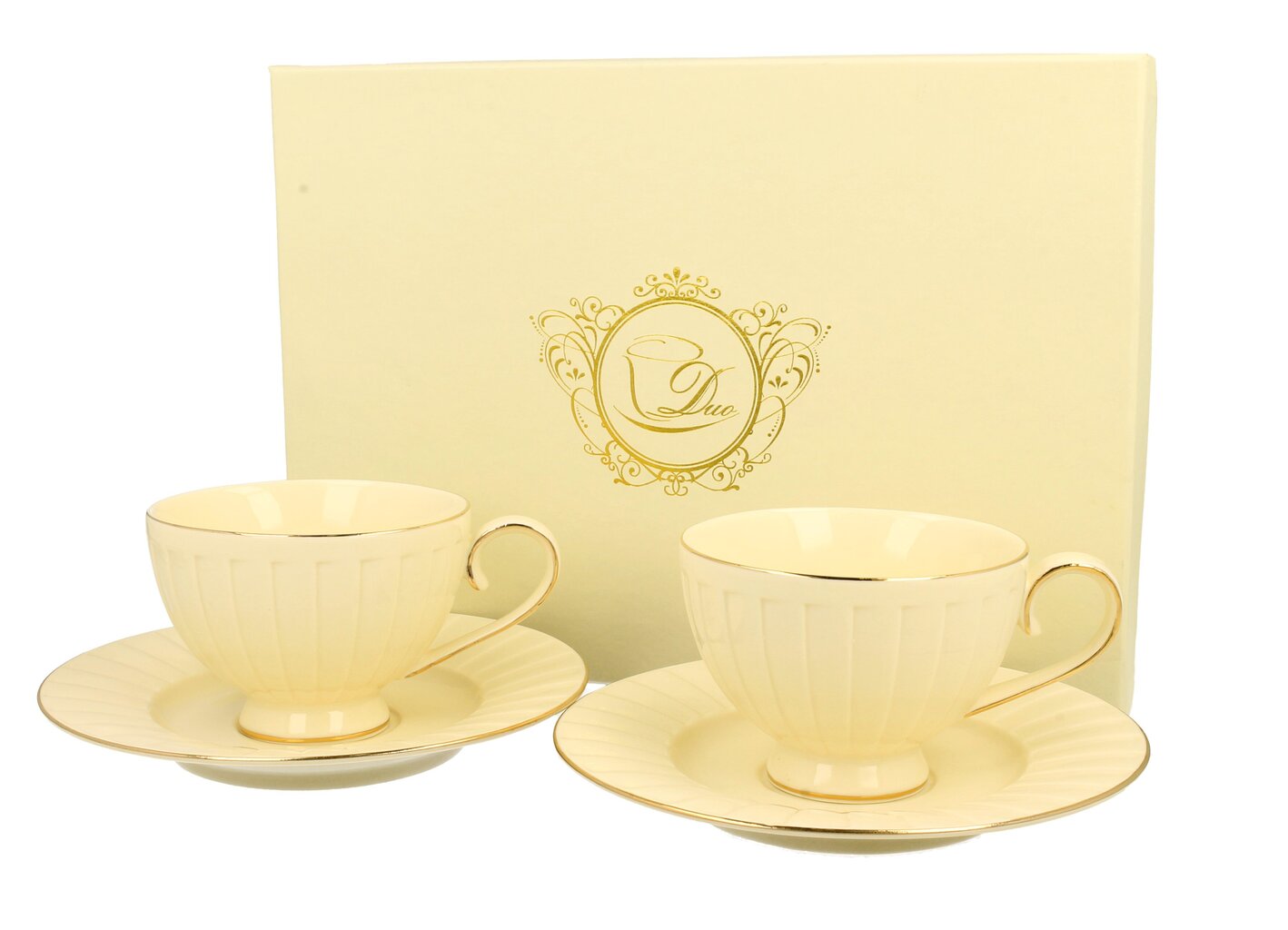 duo-puodeliu-ir-leksciu-rinkinys-260-ml-52286-kaina_reference Porcelāna krūzīšu un apakštasīšu komplekts "Duo Nina", 260 ml (2 pers., Ecru porcelāns) - Image 1