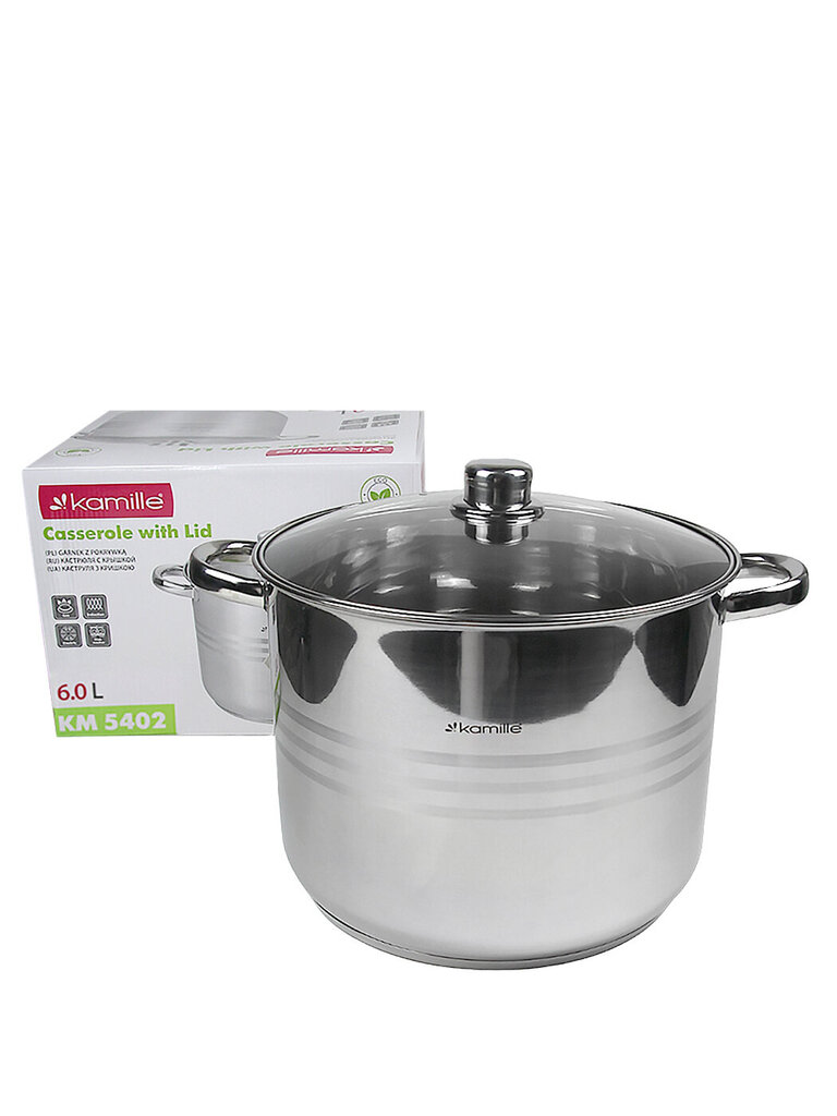 kamille-puodas-su-dangciu-22-cm-6-60874_reference Nerūsējošā tērauda augsts katls ar vāku „Kamille“, 6,0 l, Ø 22 cm - Image 1