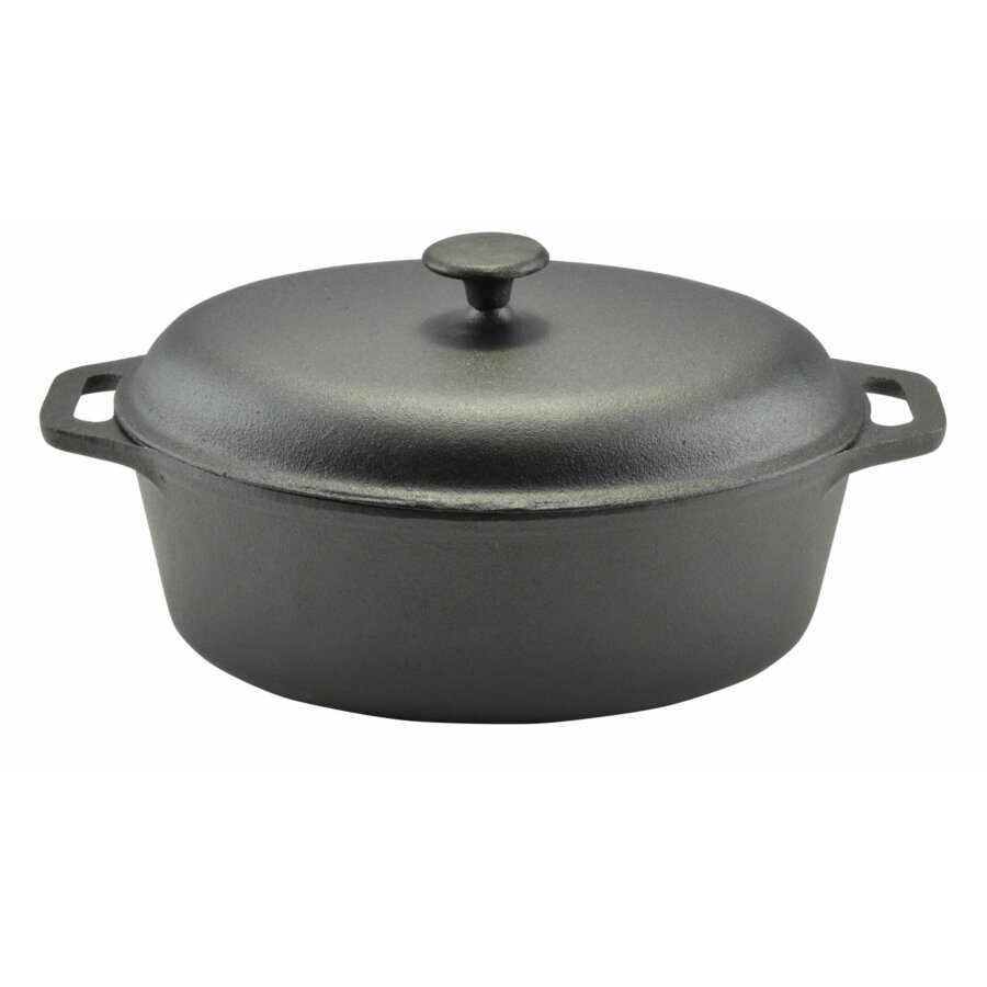 ketaus-troskintuvas-75l-1ec28-internetu_reference Liels čuguna sautējamais katls / ovāls katls ar vāku, ~7,5 l (41 cm), 9,3 kg - Image 1