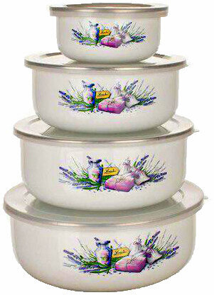 maisto-saugojimo-indeliai-4-vnt_reference-1 4 daļu emaljētu trauku komplekts ar vākiem "Lavanda", 18 cm - Image 1