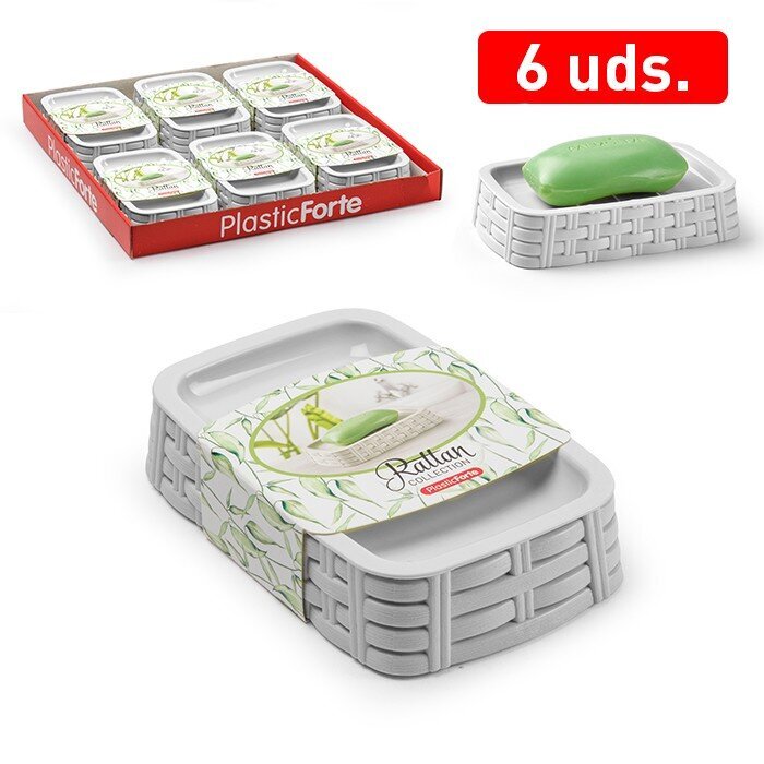 muiline-plastic-forte-rattan-5c00f_reference Plastmasas ziepju trauks Plastic Forte Rattan, 14x9 cm, balts - Image 1