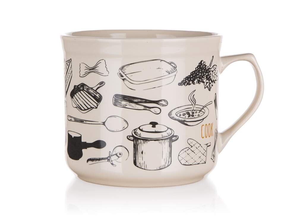 puodelis-700-ml-19828_reference Liela keramikas krūze "COOK" ar virtuves motīviem, 700 ml - Image 1