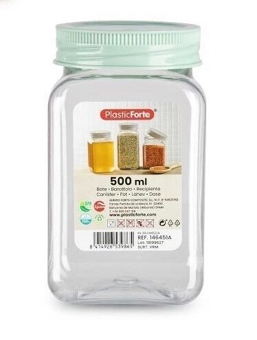 stiklainis-su-dangteliu-500-ml-93eb9_reference Plastmasas trauks / burka ar vāku garšvielām, 500 ml - Image 1