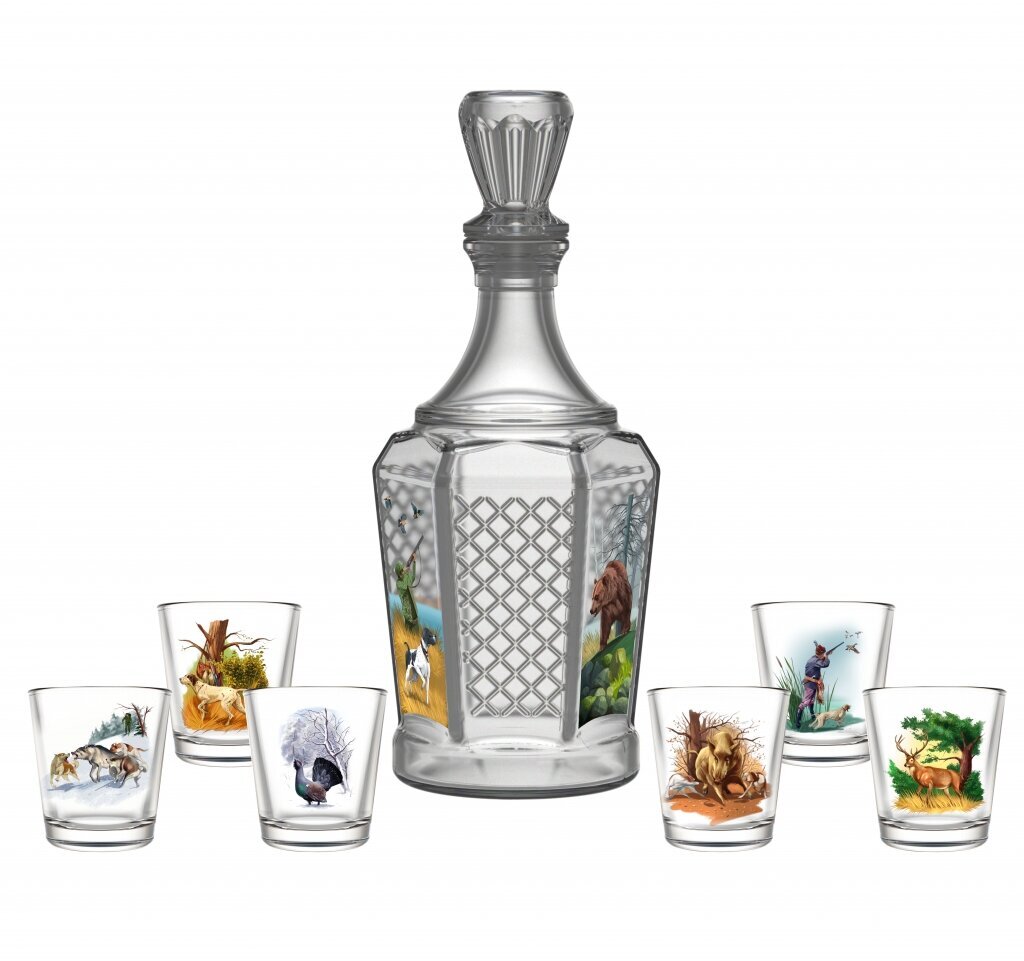 stikliuku-ir-grafino-rinkinys-7-dalys-c8fd7_reference Stikla karafes un glāzīšu komplekts "Medības", 7 daļas (MIX) - Image 1