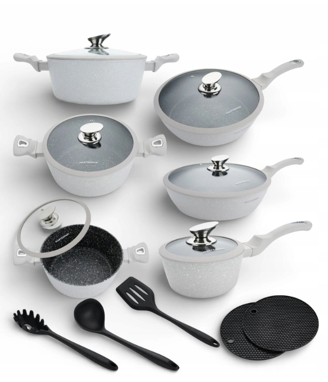 1 Puodų Rinkinys Masterpan Grey | 15 Dalių | Granitinė Danga