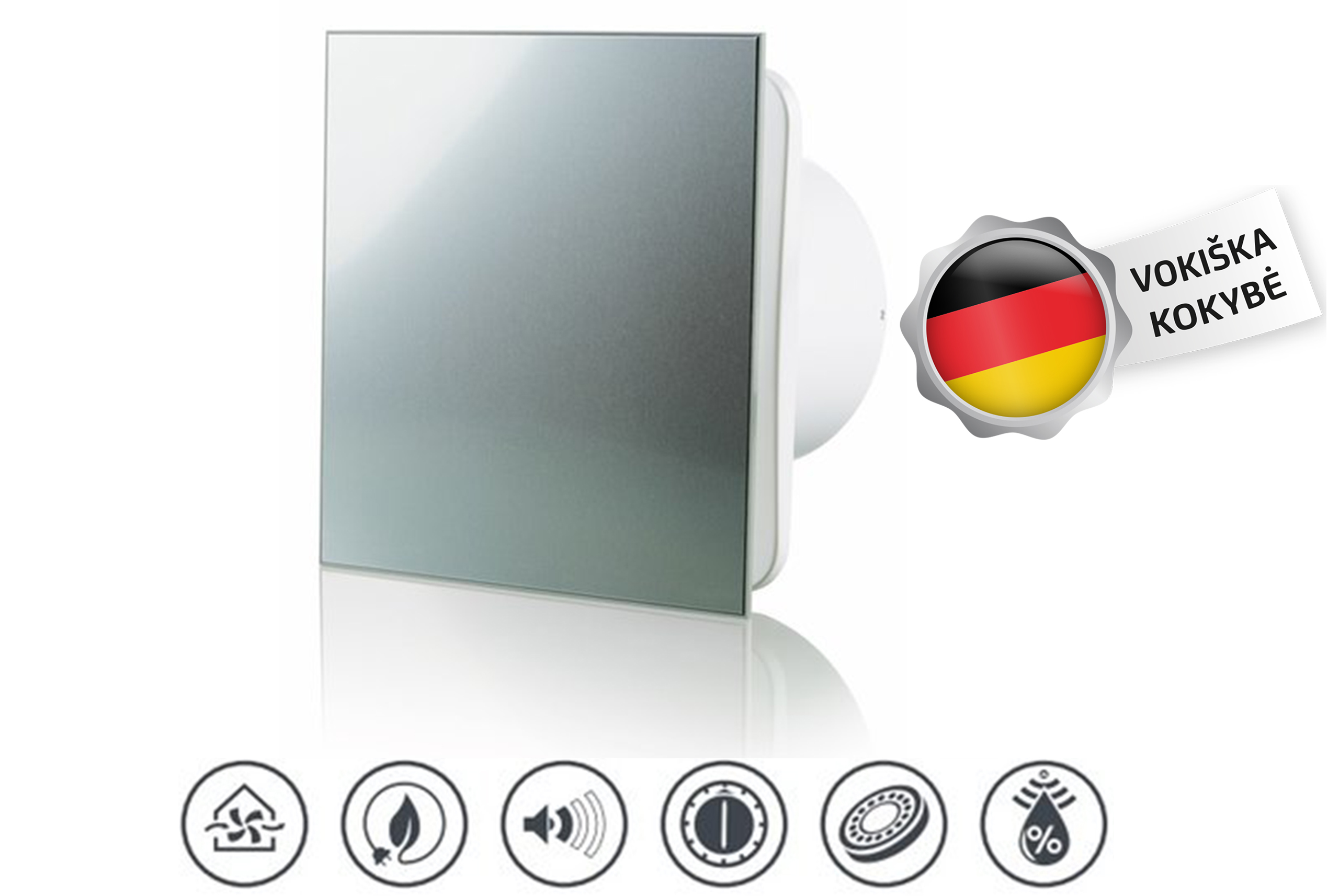 Istraukimo-Ventiliatorius-Vlano-S-100-TH-su-Laikmaciu-ir-Dregmes-Jutikliu-⌀100 Nosūcējventilators Vlano S-125 TH Alumat (ar taimeri un mitruma sensoru) ⌀125 - Image 1