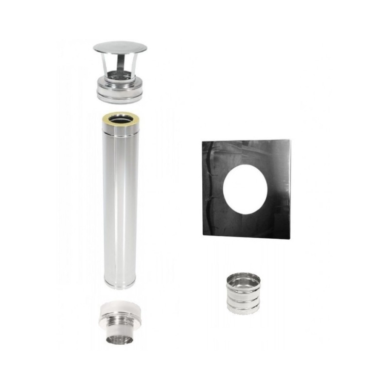 izoliuotas-kaminas-d115210mm-1m-kompl Izoliuoto Kamino Komplektas D115/210 mm | 1 m | AISI 304/430 | Vermikulitas