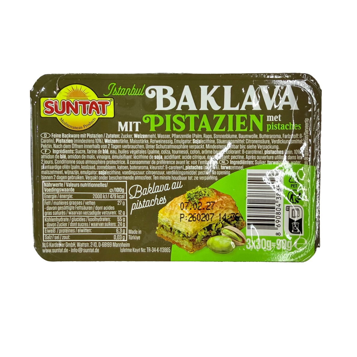 baklava-su-pistacijomis-suntat-90-g-1 Baklava su pistacijomis SUNTAT | 90 g | Turkija