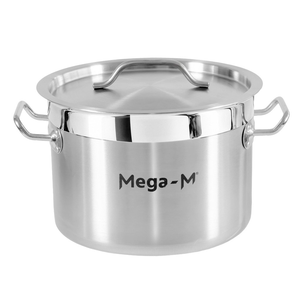 Garnek-ze-stali-nierdzewnej-sredni-z-pokrywka-Mega-M-PRO-9L-25×18-cm-MTP007669-1 Puodas su dangčiu Mega-M PRO