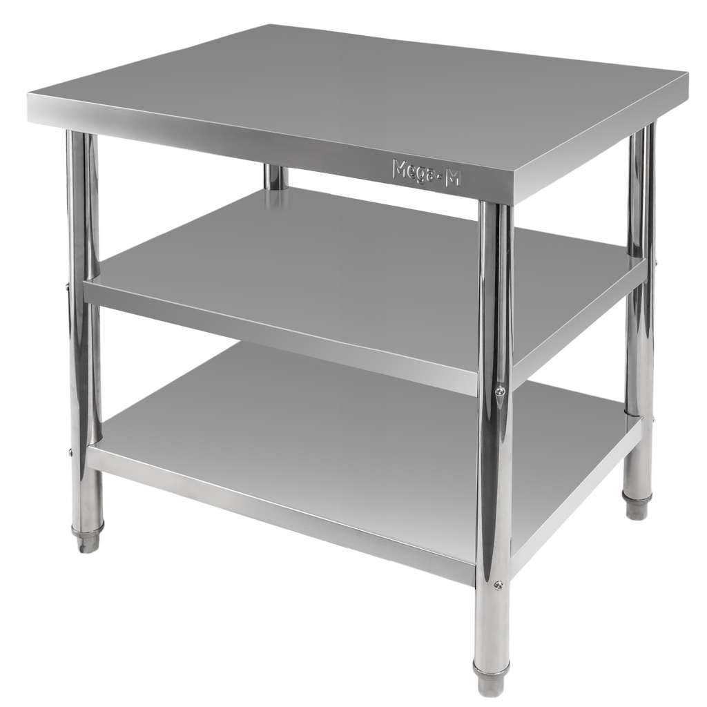 Stol-gastronomiczny-ze-stali-nierdzewnej-centralny-z-2-polkami-Mega-M-X-STANDARD-100-1 Nerūdijančio plieno gastronominis stalas Mega-M X STANDARD 100x60x85 cm