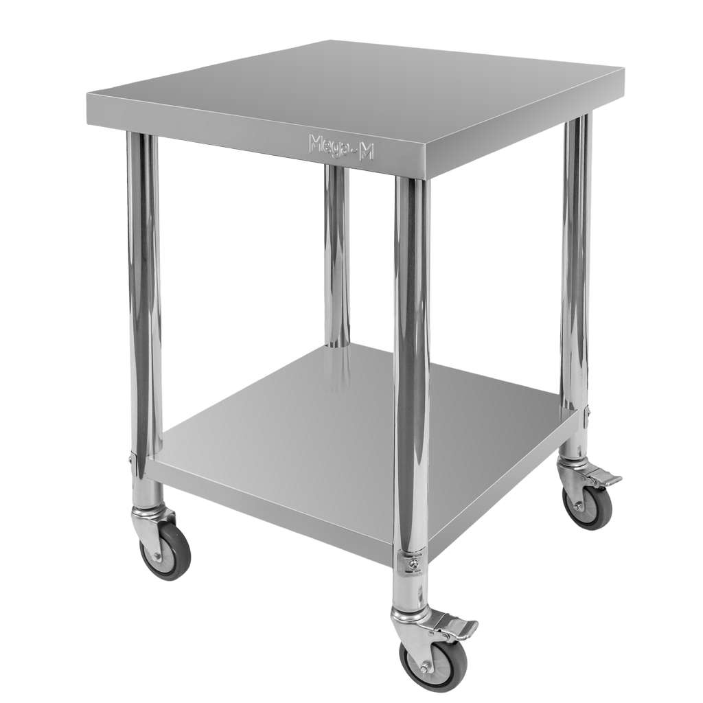 Stol-gastronomiczny-ze-stali-nierdzewnej-centralny-z-polka-na-kolkach-Mega-M-X-STANDARD-60x60x85-cm-MTP007558-1 Mobilus nerūdijančio plieno gastronominis stalas Mega-M X STANDARD 60x60x85 cm