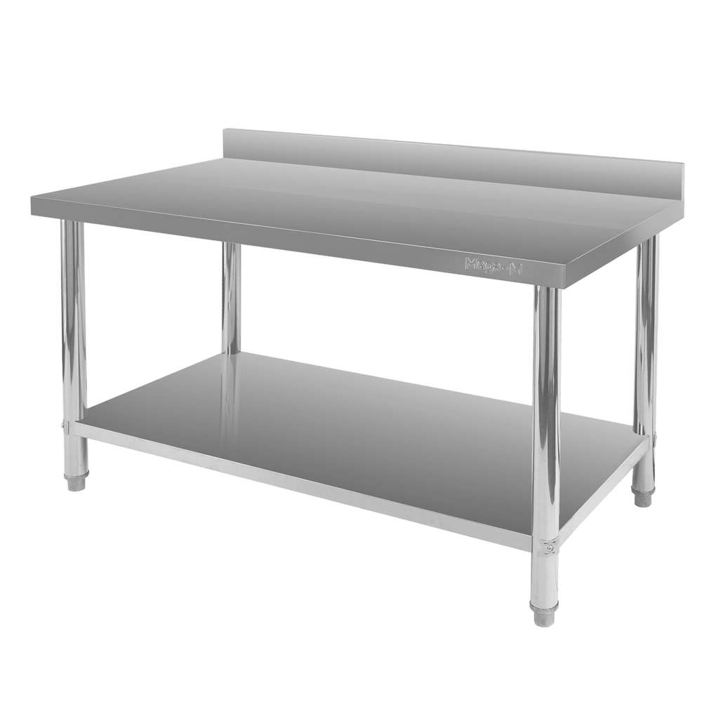 Stol-gastronomiczny-ze-stali-nierdzewnej-przyscienny-z-polka-Mega-M-X-STANDARD-140x60x85-cm-MTP007140-7 Nerūdijančio plieno sieninis gastronominis stalas Mega-M X STANDARD 140x60x85 cm
